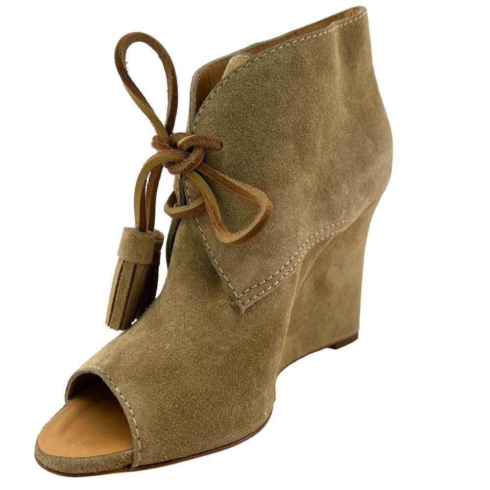 New Dsquared2 Women US 9 Boots Suede Leather Peep Toe Wedge Heel Lace-Up Shoes - Picture 10 of 16
